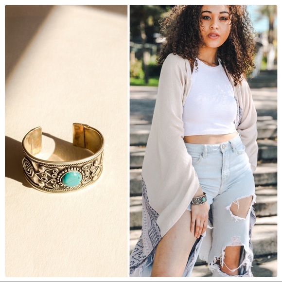 Bohemia Turquoise Stone Bangle Bracelet - Picture 5 of 8